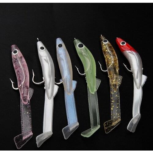 6pcs/Lot Fish Eel Lure with hook 80mm 2.3g white Blue Soft Baits Small Fish Eel Artificial bait Pesca Leurre