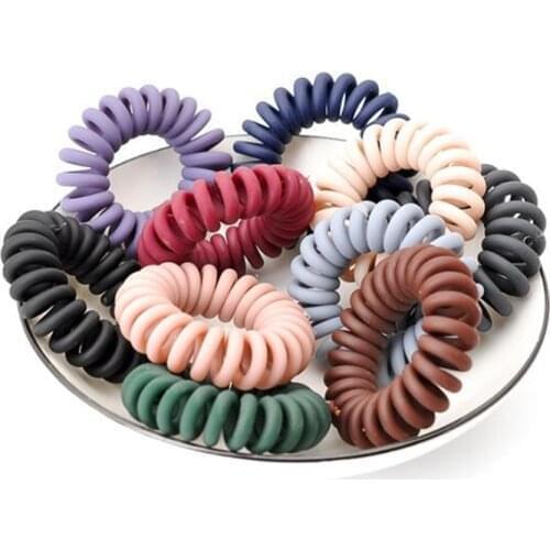 Korean Elastic Hair Bands Fashion Telephone Wire Hair Ties Donut Ponytail Hairstyle Gum Women Girls Spiral Scrunchies Set