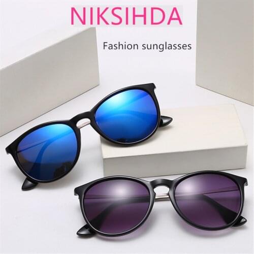 NIKSIHDA 2019 in Europe and the hot style color sunglasses men and women of circular trend driving sunglasses sunglasses