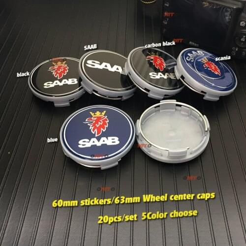 Top 20pcs 2.36" Sticker Decals 62/63mm for 9-3 9-5 9-2x 9-5x 9-4x 9-7x S-cania Car Logo Emblem Car Wheel Rims Center Hub Cap