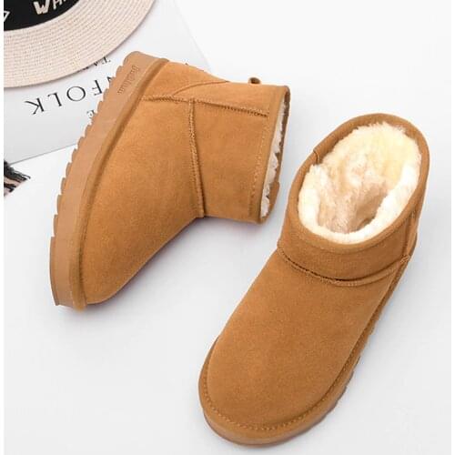 High Quality Suede Snow Boots Women Wearproof 2020 Comfort Flock Leather Warm Shoes Winter Non-slip Platform Botas Mujer Boots