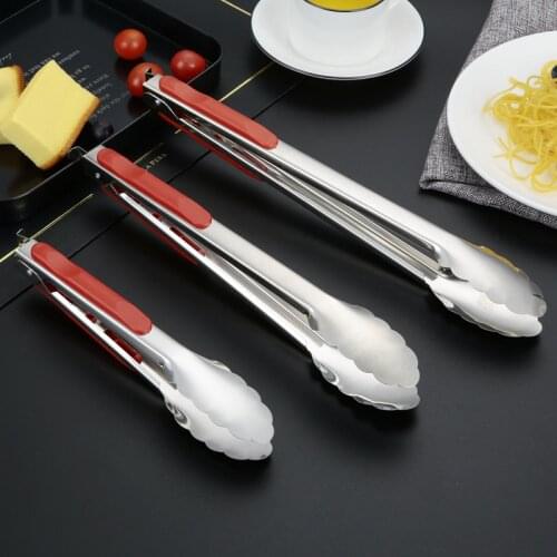 Stainless Steel Food Clip Thickened Barbecue Clip Non-slip Handle Baking Bread Clip Kitchen Food Clip Meal Clip Tableware