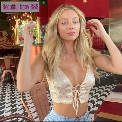 Meqeiss 2020New Jacquard Lace Up Bralette Camis Crop Tops Women Sleeveless Summer Sexy Backless Cropped Feminino Tops Streetwear