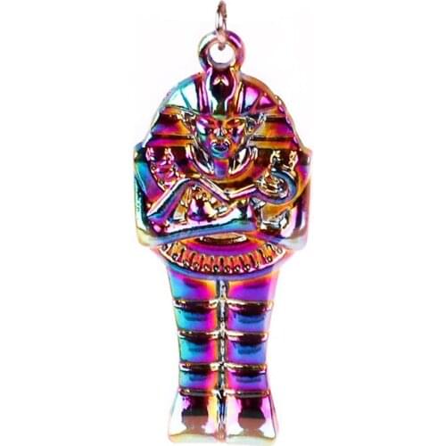 10pcs Rainbow Color Alloy vintage Pyramid Ancient Egyptian Pharaoh Pendant charms Necklace for Men Egyptian Fatima jewelry