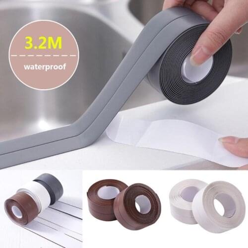 2.2*320cm Self Adhesive Kitchen Ceramic Sticker Waterproof Anti-moisture PVC Sticker Bathroom Wall Corner Line Sink Stickers