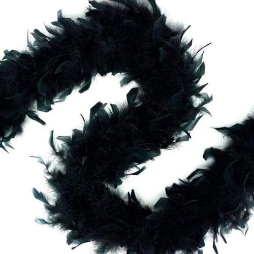 2m Black Turkey Feathers Boa Marabou Plume on Ribbon Feathers for Crafts Carnaval Dress Decoration Plumage Shawl Diy 60grams/pcs