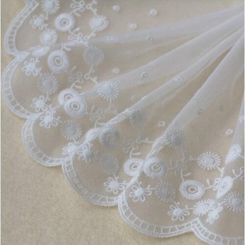 4meter/lot Wide 16CM cotton +mesh lace trim 3D flower embroidered trims for sewing curtain baby doll accessories X218