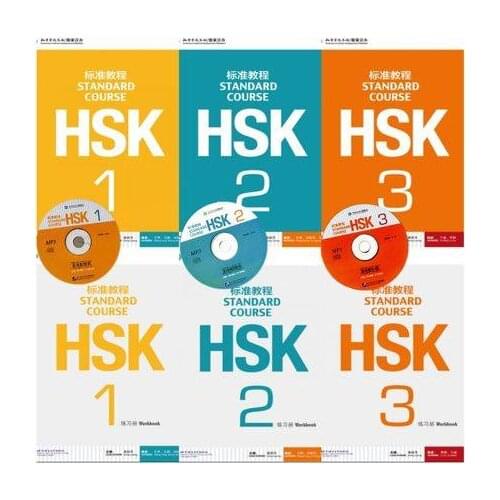 6 Pcs/Set Chinese English Bilingual exercise book HSK students workbook and Textbook :Standard Course HSK 1-3