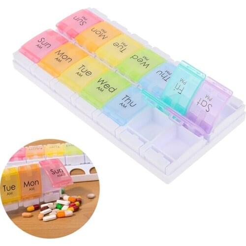7 Days Weekly Pills Box Tablet Holder Storage Case Medicine Drug Container Mini Pill Box Push Button Tablet Storage Box