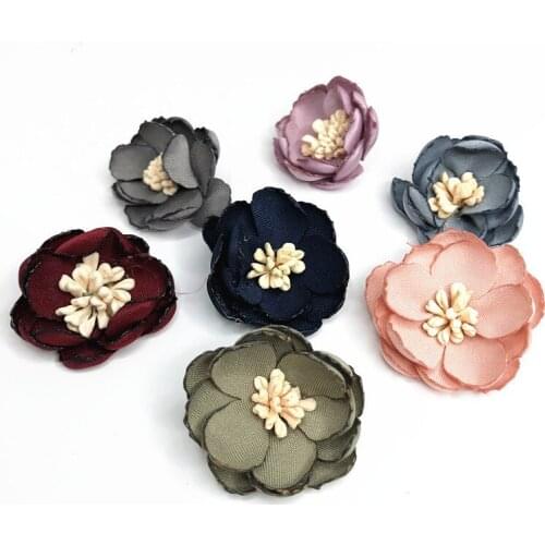 10 pieces / pack Korean version Three-dimensional flower multi-layer fabric clothes hair accessories DIY accessories accessories