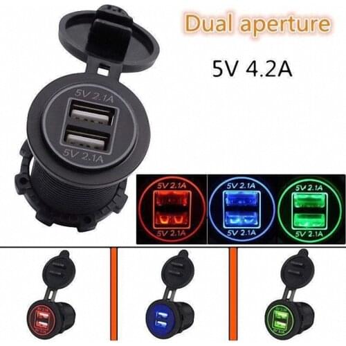 3.1A Dual USB Car Cigarette Charger Socket Waterproof Power Outlet 12V/24V LED Digital Display for Car Boat Marine Motorcycle