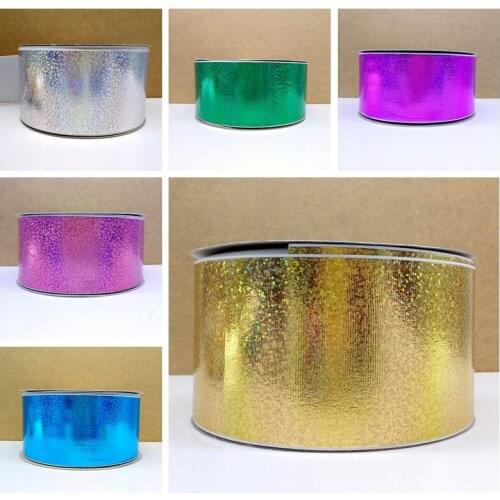 Free shipping 50 yard silver gold hologram ribbon foil printed grosgrain ribbon