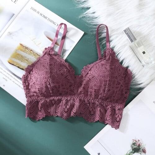 Seamless Lace Padded Bra Tube Tops Underwear Sexy Lingerie Women Deep V Bralette Push Up Bras Intimates