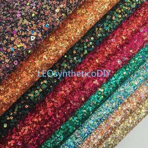 1PC 21X29CM Glitter Fabric, Chunky Glitter Leather With Sequines For Making Bows LEOsyntheticoDIY 4S10