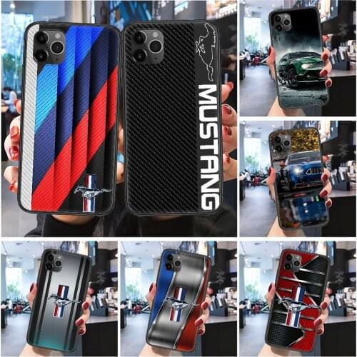 Mustang Shelby Sports Car Phone Case Cover Hull For iphone 5 5s se 2 6 6s 7 8 12 mini plus X XS XR 11 PRO MAX Frosted black 3D