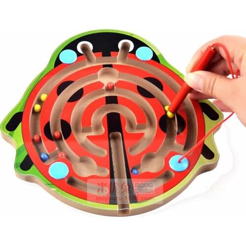 Children Labyrinth Game Montessori Educational Intelligence Magnetic Maze Wooden Toys Homeschool Kindergarten Supplies Baby Gift