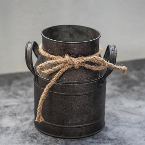 Farmhouse Jug Vase Flower Bucket Iron Add Vibrant Arts Retro Home Garden Party Decoration Ornaments Props Flowerpot