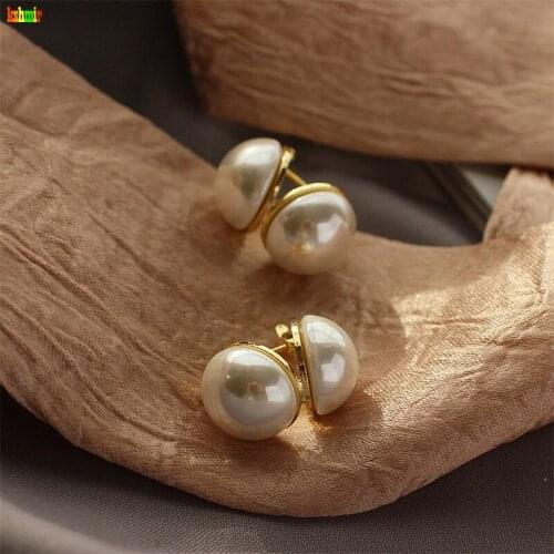 Kshmir Double female pearl earrings layers of delicate little pearl earrings ring earrings Bohemian women clip-on earrings