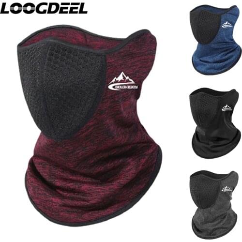 LOOGDEEL Winter Mountaineering Scarf Fleece Warm Add Filter Adjustment Riding Headwear Outdoor Hiking Ski Running Mask Bandana