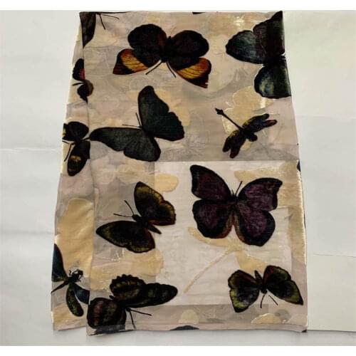 /CWE) Many color fashion beautiful silk Chiffon fabric Satin For Dress new arrival African Printed Fabric 5 Yards! (13