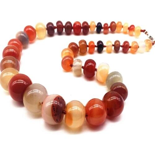 Fashion Woman Choker Necklace Knotted Stone Bead Graduated Necklace Carnelian Red Stone Abacus Wheel Bead Jewelry