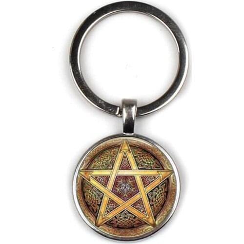 Fashion Trap Pentagram Keychain Magic Pagen Amulet Keyring Supernatural Weika Devil Charm Key Chain Man Woman Retro Gift Jewelry