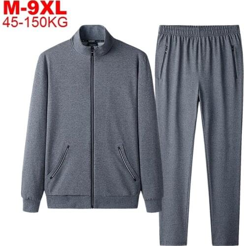 Hoodies Set Male Hooded Jacket Sweat Pants Sportswear Plus Size Men Sport Track Suit 2 Pieces Sets Winter Warm Sportsuit Zipper