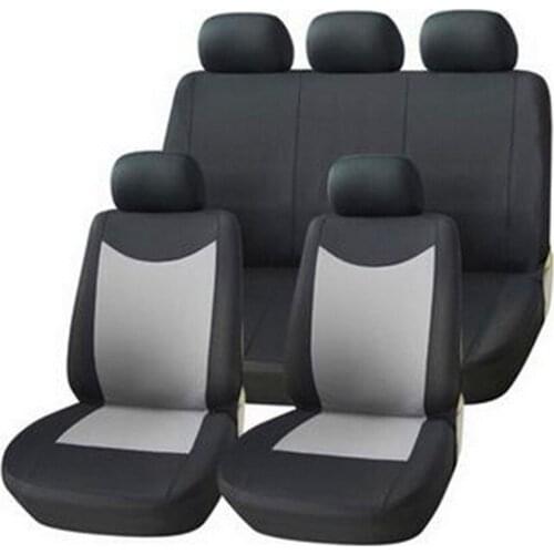 Universal Car Seat Covers Set (9 Pieces) Black/Grey Washable & Airbag Compatible Polyester Material Car Cases Car Accessories