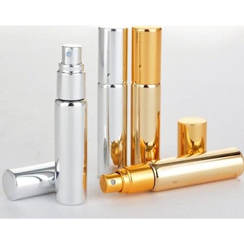 Wholesale 100 Pieces/Lot 10ML Portable UV Glass Refillable Perfume Bottle With Aluminum Atomizer Empty Parfum Case For Traveler