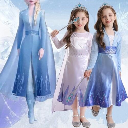 Autumn Winter Long Sleeve Elsa Dress Halloween Carnival Chidlren Cosplay anna Dress up Christmas Party Kids Dresses for Girls