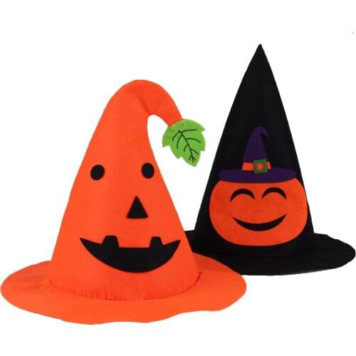 Event Party Performing props color Non-woven Decorative Halloween Pumpkin Wizard Witch Cap fabric children kid hat 5pcs/lot