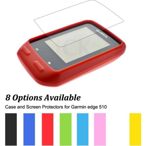 Rubber Protect Skin Case + Clear Screen Protectors Shield Film for Cycling Computer GPS Garmin Edge 510 Muti-Colors