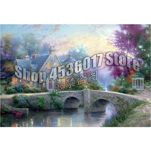 DIY Diamond Embroidery Lamplight Manor Cross Stitch Mosaic Diamond Painting Landscape Bridges Full Rhinestone Home Decor Gift