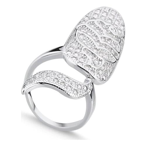 Silverlina Silver Zircon Stone Pattern Nail Ring