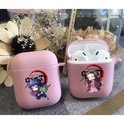 Cute Japan Demon Slayer Candy pink TPU silicone Bluetooth Airpod Case For Airpods 1/2 Anime Kimetsu Soft cover for Airpods pro