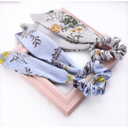 Girls Streamer Hair Ties Floral Printing Tie Scrunchies Ponytail Hair Rope Hair Accessories For Women Elastic Fashion Hair Ties