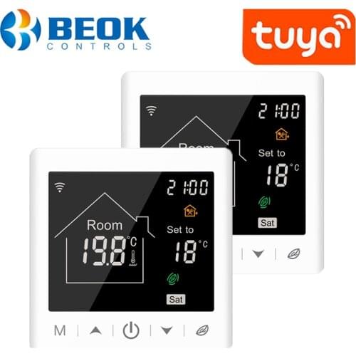Beok 16A Tuya Smart WIFI Heating Thermostat for Electric Floor Heating with Weekly Programmable Function Touch Screen Thermostat