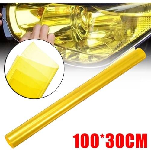 30cmx100cm Car Light Headlight Taillight Vinyl Film For Headlights Tint Wrap Sticker Colorful Adhesive Film Yellow