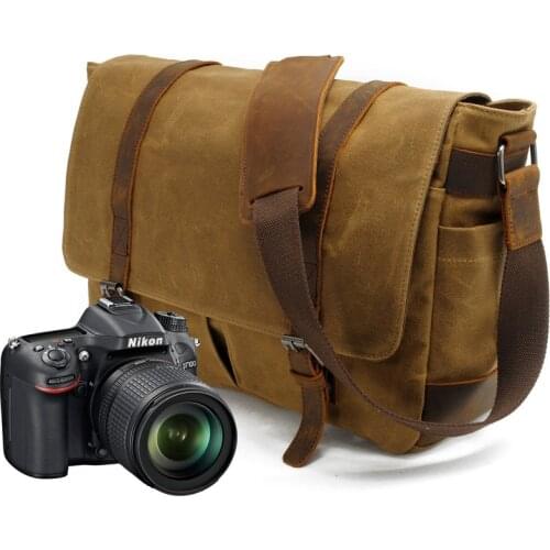 Vintage Canvas Leather Crossbody Bag Men Shoulder Bags Waterproof Canvas Travel Satchel camera bag Casual Male Messenger Bags