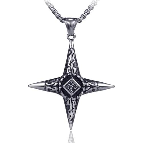 Vintage hip hop Starlight necklace men women Box chain punk gothic stainless steel cross pendant jewelry corrente masculina
