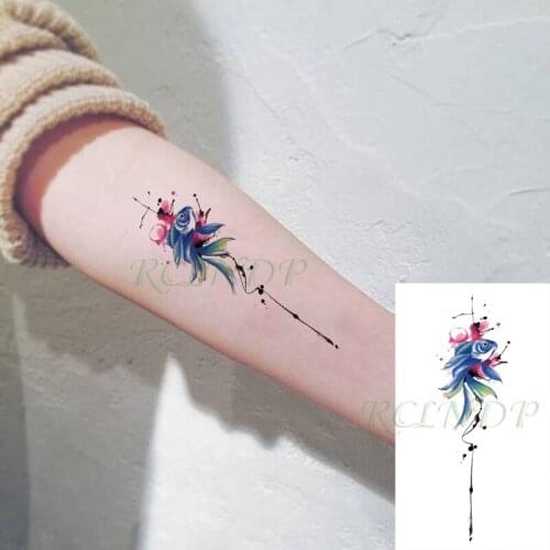 Waterproof Temporary Tattoo Sticker Fish Watercolor Design Flash Tatoo Fake Tatto Hand Leg Arm for Men Women Kids