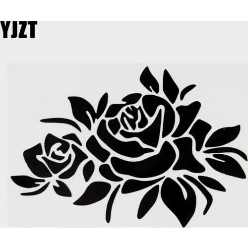 YJZT 15.2CM×10.5CM Pretty Plants Flowers Vinyl Motorcycle Car Sticker Decal Black/Silver 18B-0060