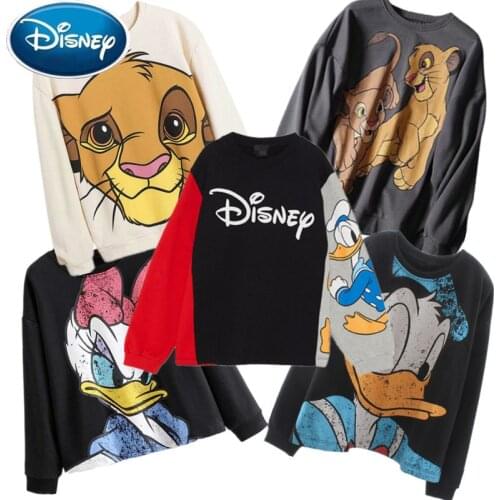Disney Sweatshirt Chic Fashion Minnie Mickey Mouse Donald Duck Bambi Cartoon Letter Print Unisex Women Hoodie Long Sleeve Tops