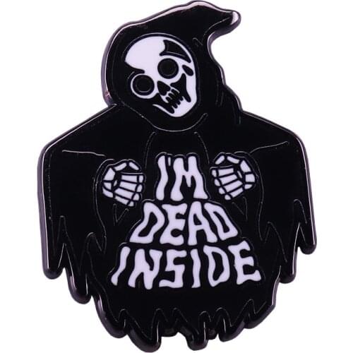 I'm Dead Inside Hard Enamel Pins Collect Funny Ghost Metal Cartoon Brooch Backpack Collar Lapel Badges Fashion Jewelry Gifts