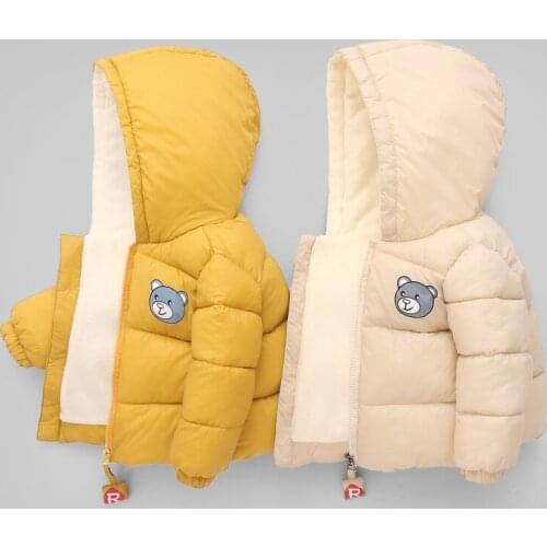 Winter Parkas Kids Jackets Hooded Down Jackets For Girls Boys Cartoon Warm Velvet Childrens Coat Baby Outerwear Infant Overcoat