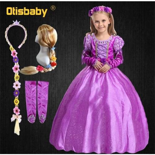 Winter Christmas Fancy Girls Princess Sofia Costume Children Birthday Party Rapunzel Wig Tulle Sophia Ball Gowns Kids Clothing