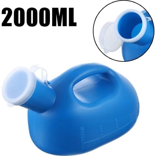 1pc 2000ml Blue Plastic Pee Bottle Portable Mobile Urinal Toilet Aid Bottle Man Toilet Supply For Outdoor Camping Hospital Care