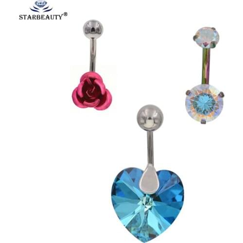 1pcs Steel Belly Button Rings Crystal Piercing Nombril Navel Pircing Earring Zircon Navel Belly Bar Body Jewelry Drop Shipping