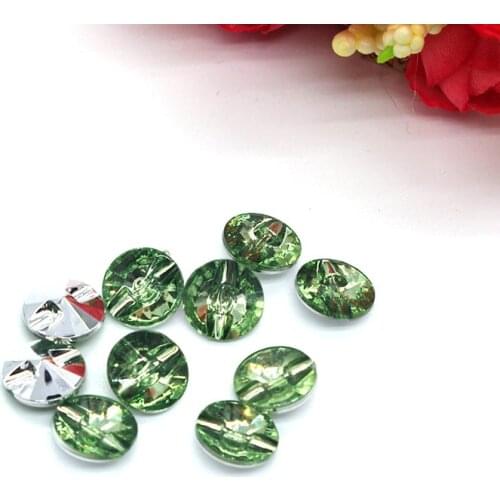 100PCs Acrylic Sewing Buttons Scrapbooking Round Green Single Hole 11mm Costura Botones Decorate bottoni botoes AC003-4