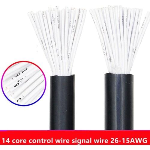 1M Multi-core control cable 0.12/0.2/0.3/0.5/0.75/1.0MM 14Core Copper Wire Conductor Electric RVV Cable Black soft sheathed wire